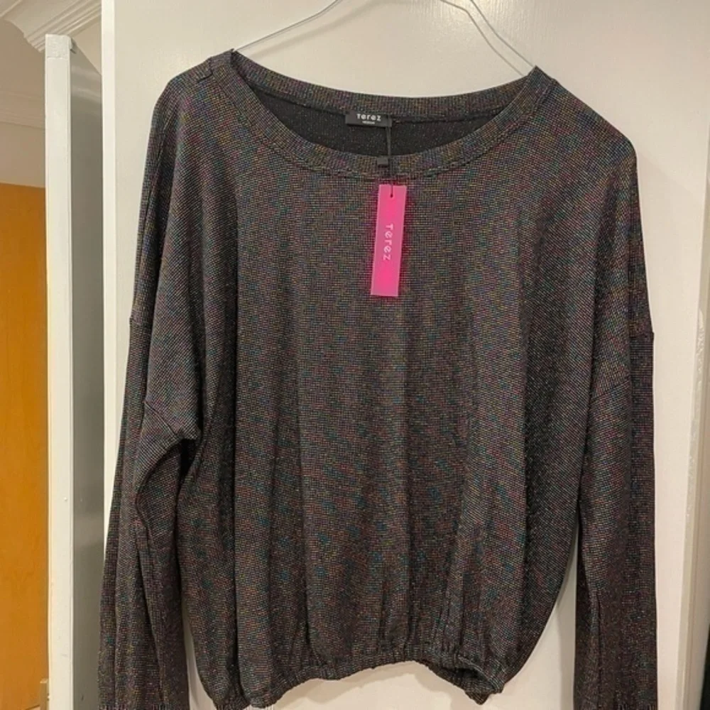 NWT! TEREZ COLORFUL RAINBOW TEREZ LUREX WAFFLE TOP NWT SIZE MEDIUM